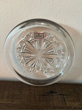 Baccarat Clear Crystal Wine Coaster with Starburst Cut